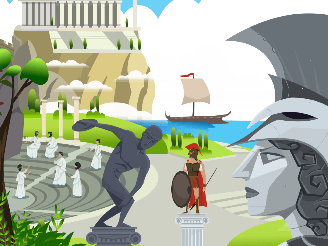 An illustration from Amplify CKLA's The Ancient Greek Civilization