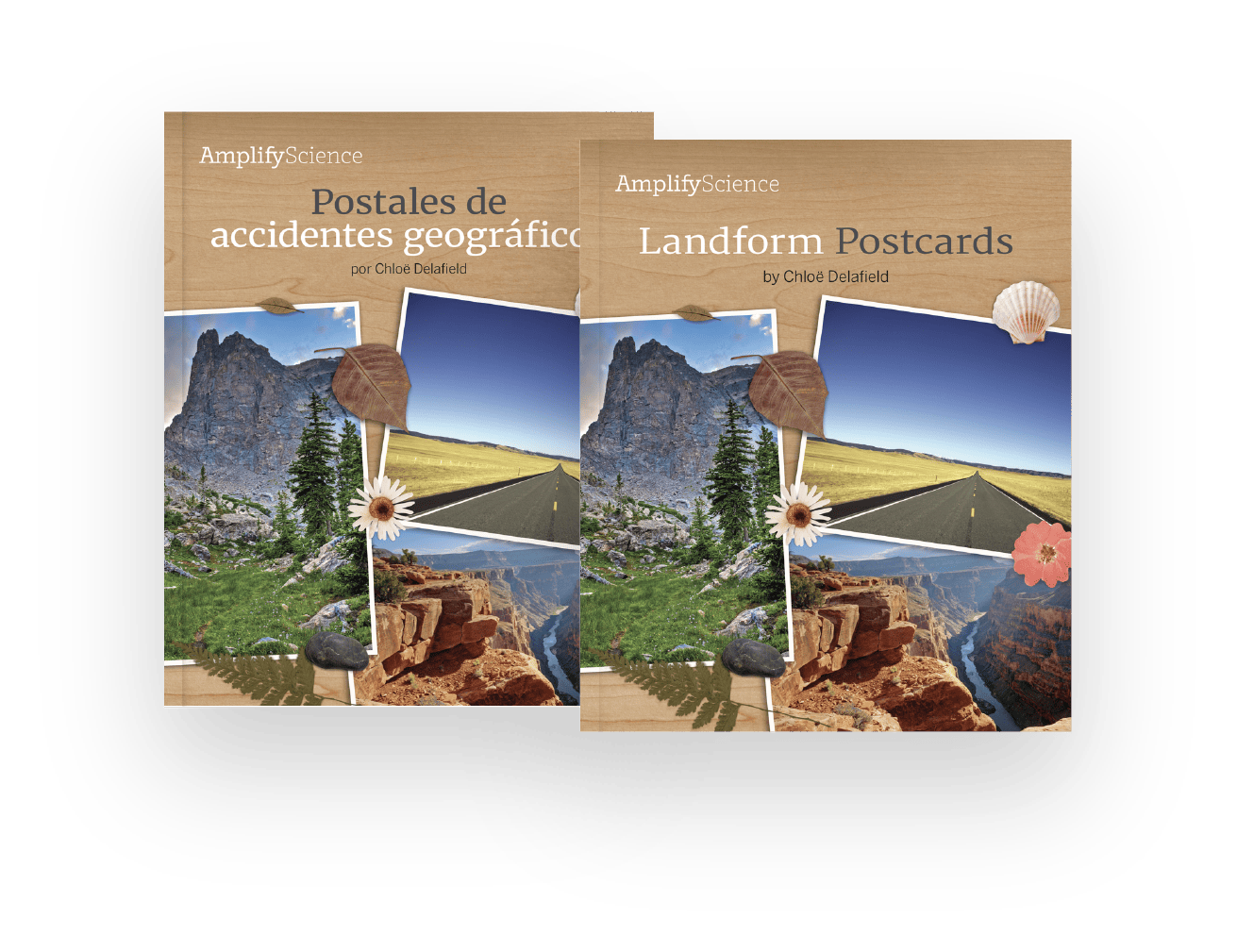 Two educational postcards depicting landforms, titled 