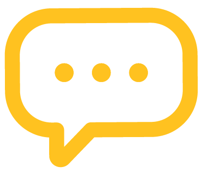 Yellow speech bubble icon with three white dots, suggesting an ongoing conversation or typing indicator.