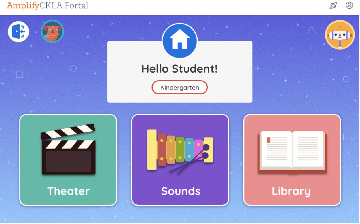 Educational portal interface showing greeting 
