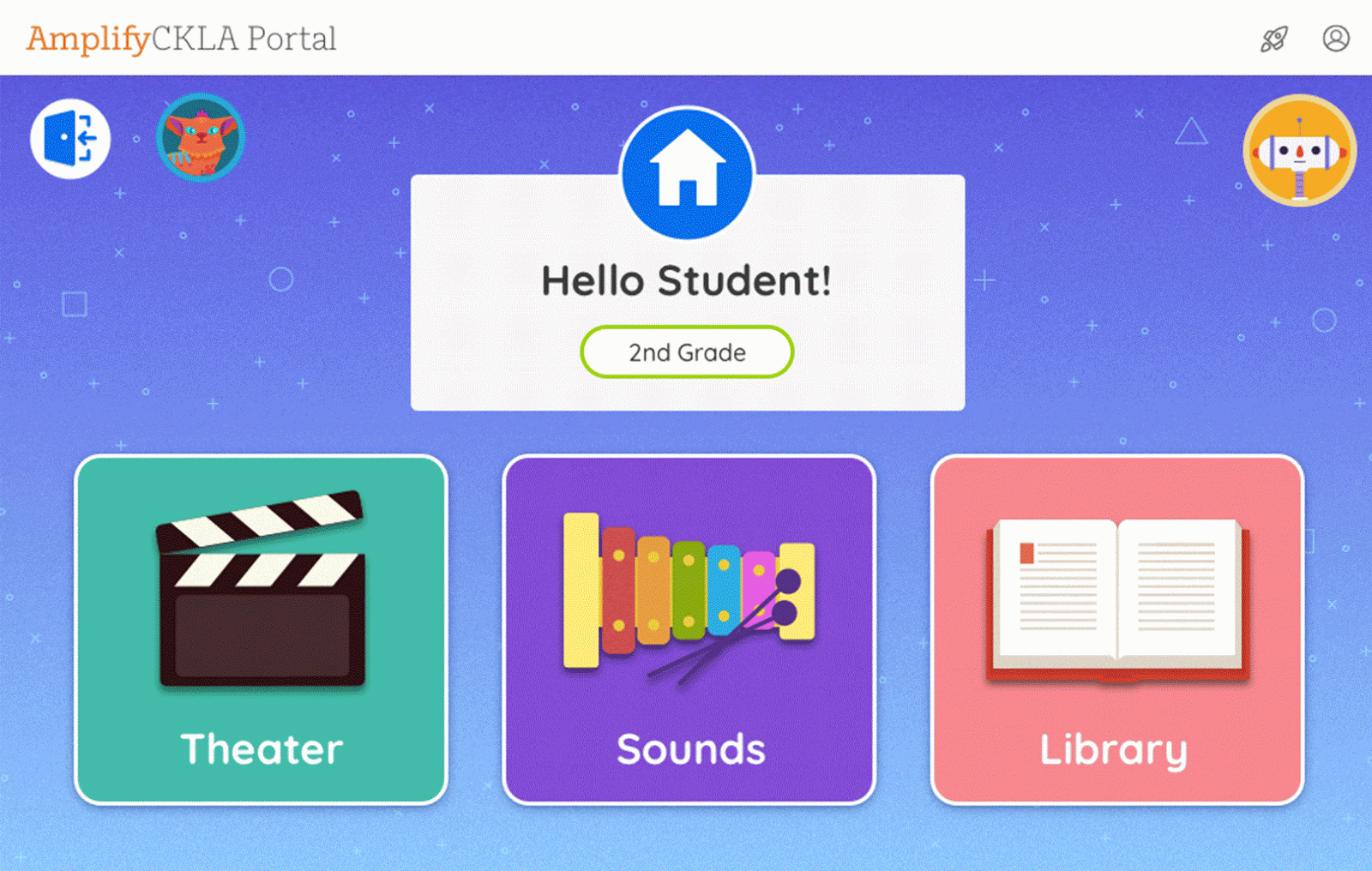 Educational portal dashboard with greeting