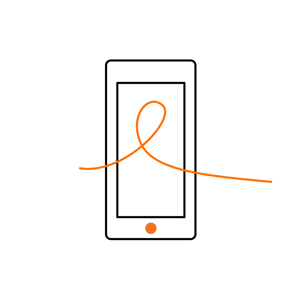 An illustration of a smartphone with an orange infinity symbol representing student outcomes displayed onscreen and extending beyond the device borders.