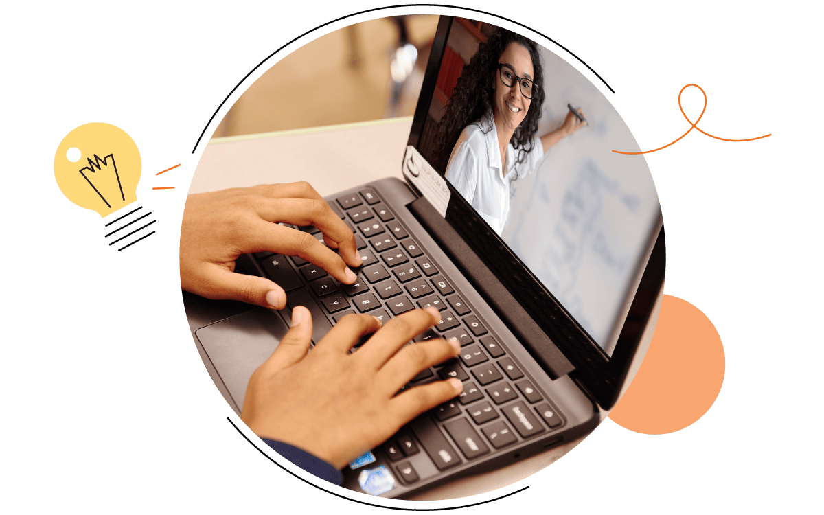 Student receiving tutoring services for reading competency on laptop