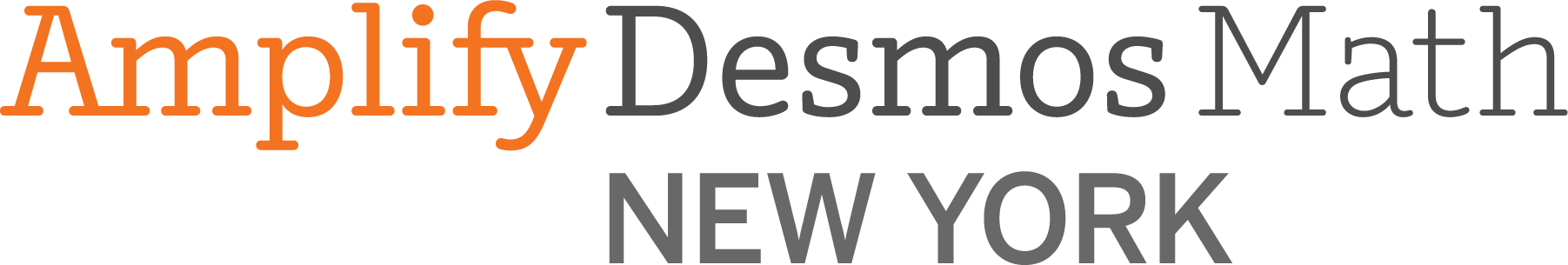Logo of amplify desmos math new york featuring stylized text in orange and gray.