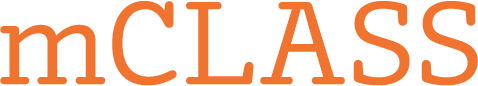 Orange mclass logo featuring stylized lowercase letters with a prominent 'm' and 'c' in a serif font, representing foundational literacy assessment.