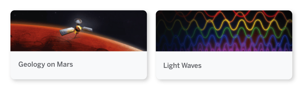 Two images: Left shows a satellite orbiting Mars labeled